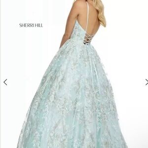 Sherri Hill Pastel Blue Floral Gown